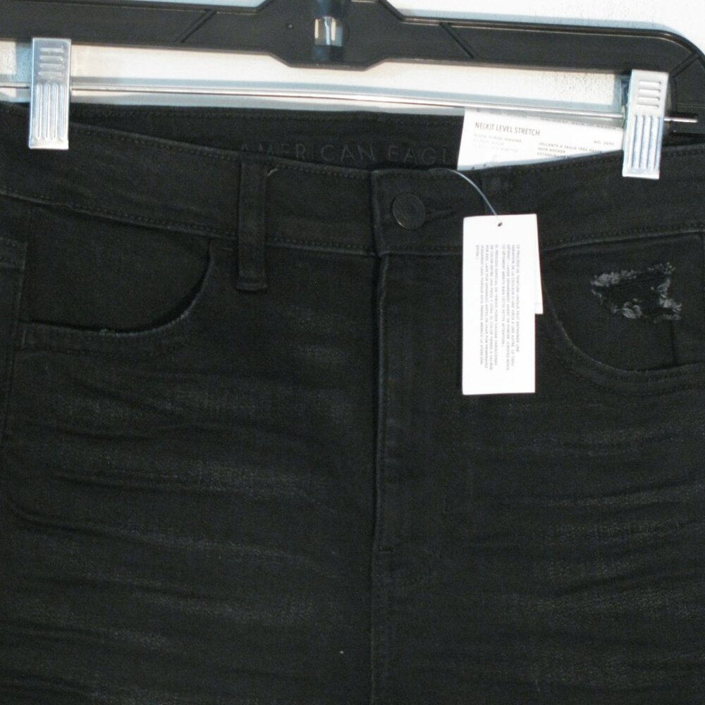 American Eagle Jeggings Size 4 NWT Super High Rise Destroyed Skinny Stretch - Picture 2 of 6
